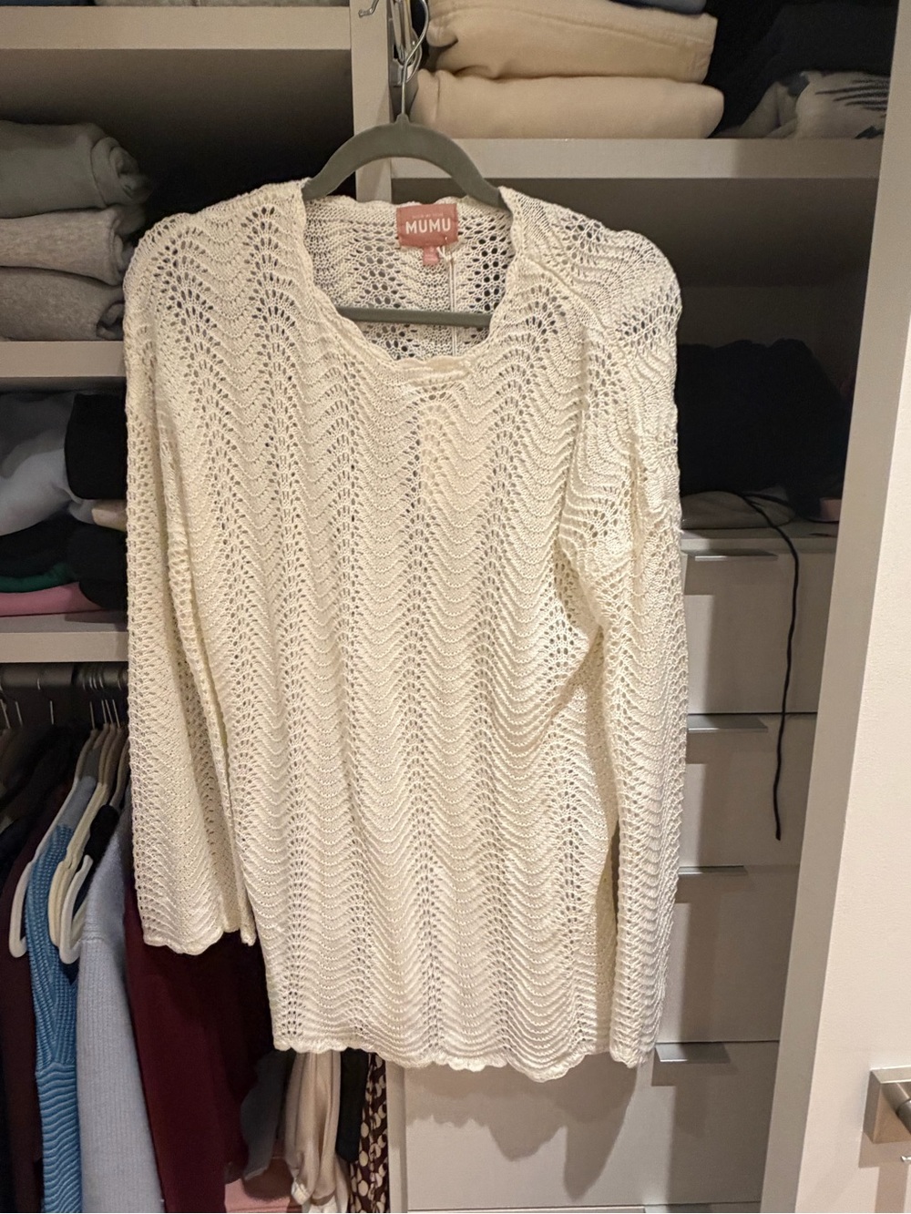 Show Me Your MuMu Cream Open-Knit Beach Coverup Sweater
